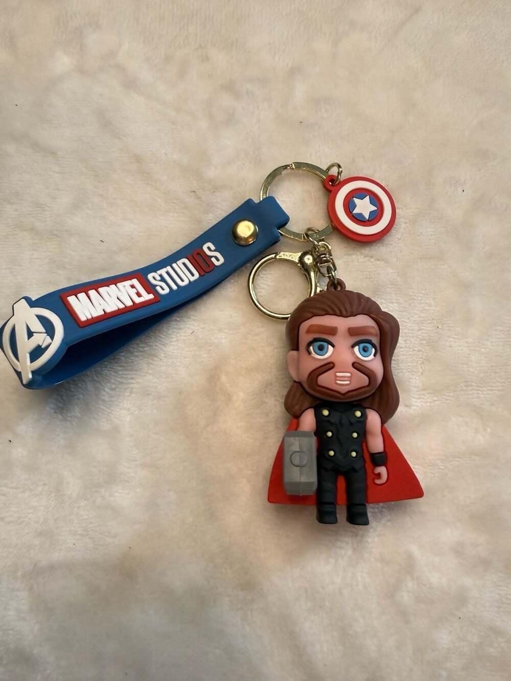 Thor 3D PVC Silicone Rubber Keychain with Avengers Lanyard and charm.